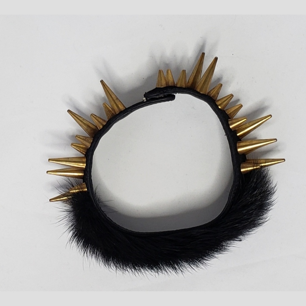 Authentic Giuseppe Zanotti Spike & Mink Fur Choker - Picture 6 of 7